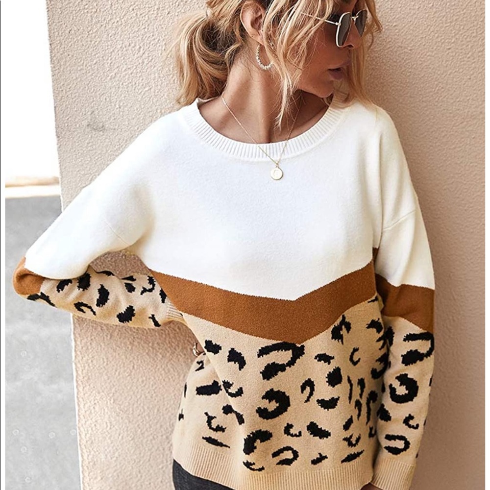 🐆🤍 SOFTest & Cutest Leopard Colorblock Sweater